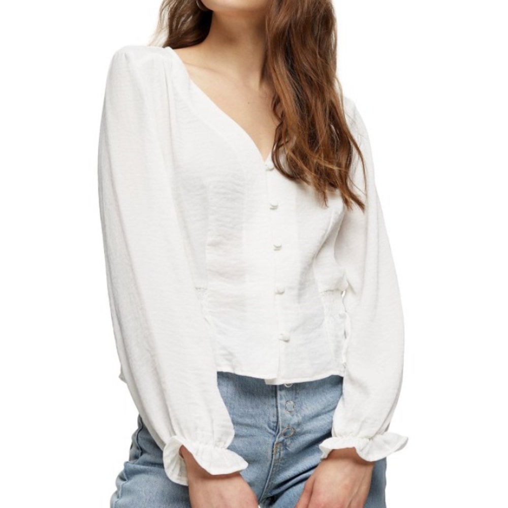 White top shop button up surplus top